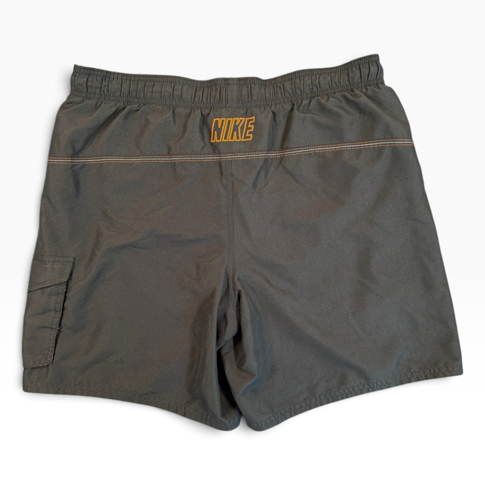 NIKE Swim Board Shorts Mens M Grey Cargo Pocket Drawstring Trunks Beachwear - Picture 3 of 7